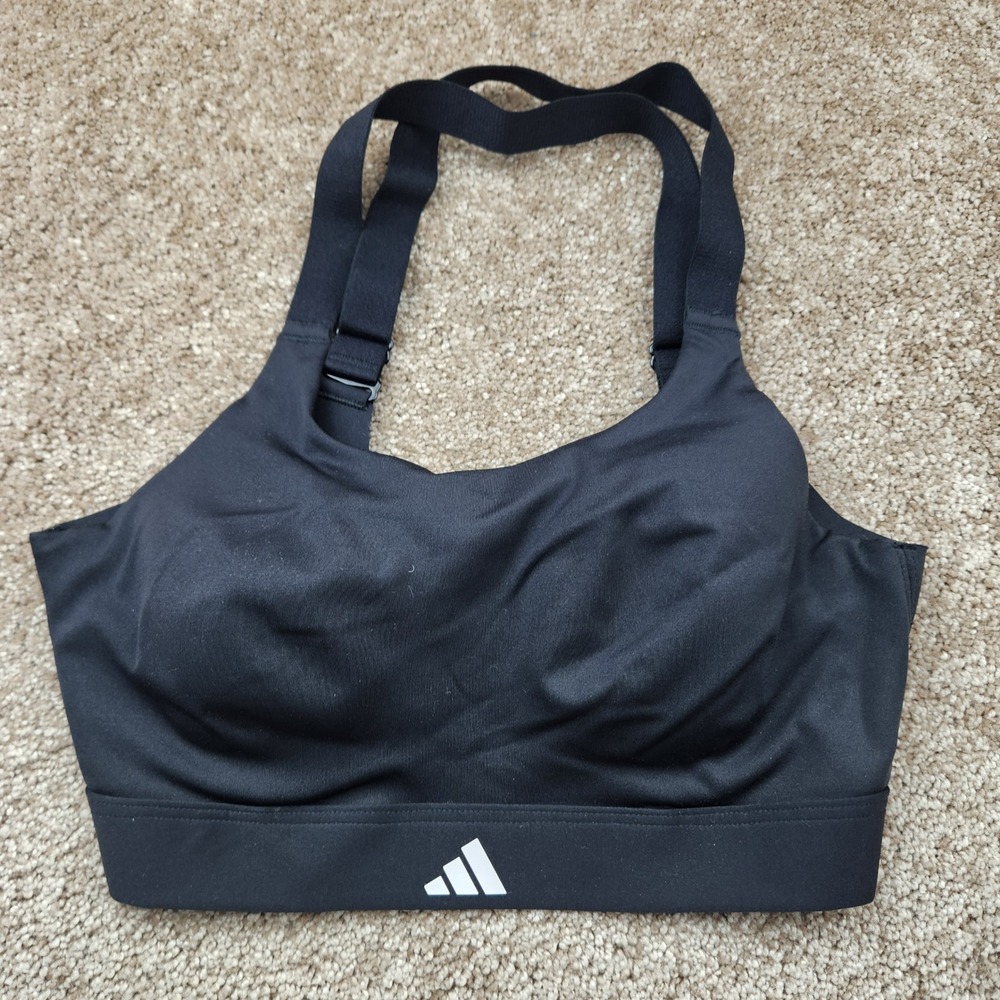 Adidas High Support Sports Bra Black Molded Cups US 2XS C-D Adjustable Straps
